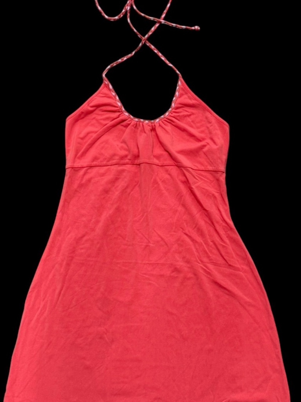 2000s Roxy red pink halter neck vintage dress